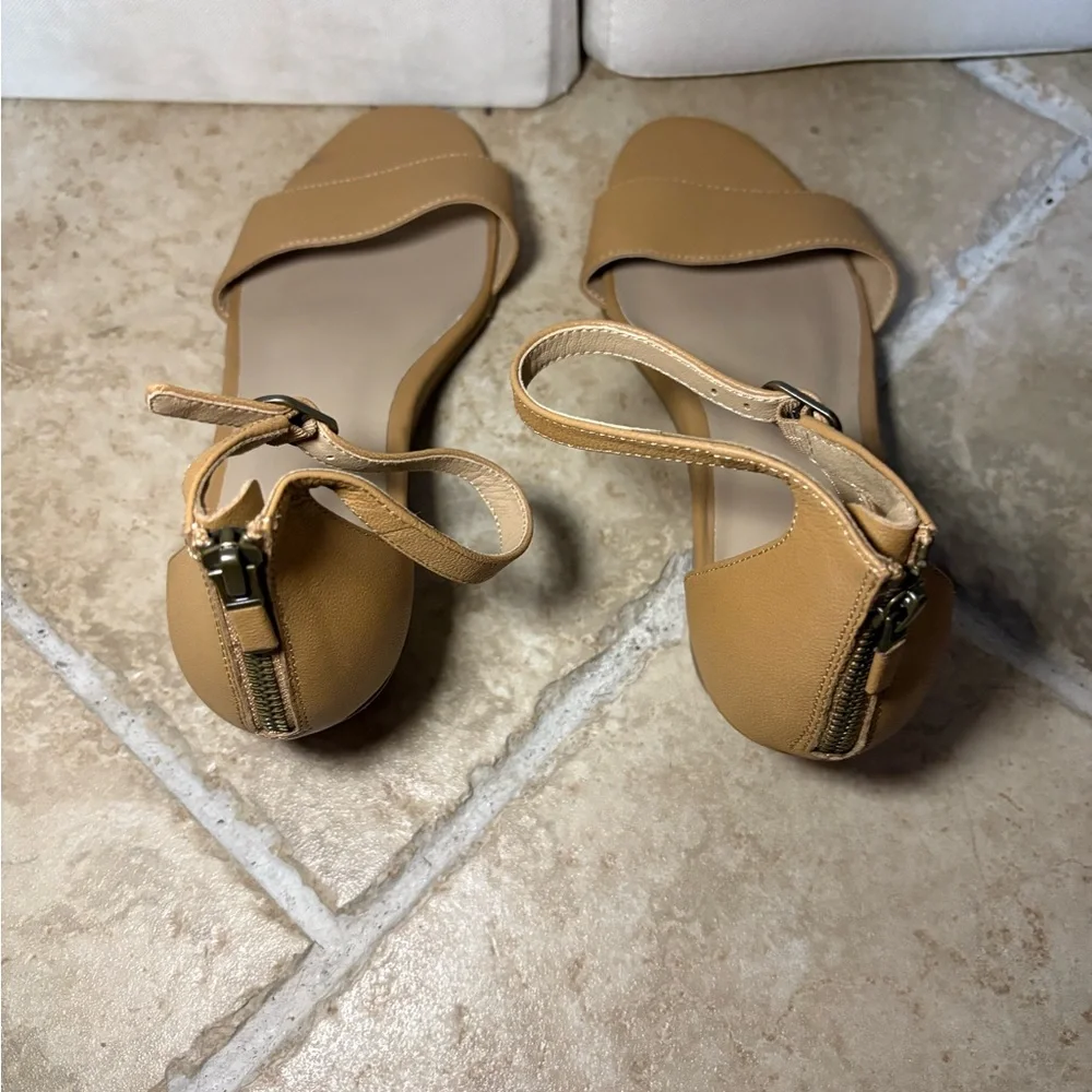 New Eileen Fisher Women's Mara Ankle Tumbled Honey‎ Leather Wedge Sandal Summer